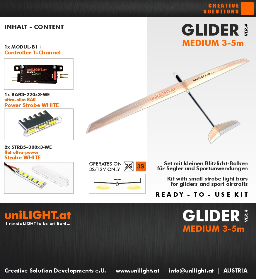 GLIDER-Medium Beleuchtungsset Gen.4