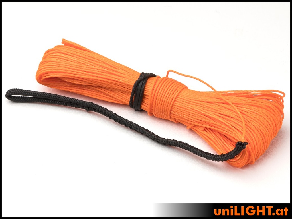 Winch rope 0.8mm, 82daN breaking load, ORANGE, 30m, stitched ​​on one side