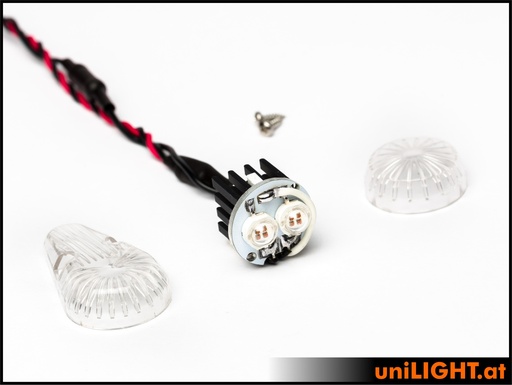 24mm ROUND Double Strobe light, 2x8Wx2, T-Fuse